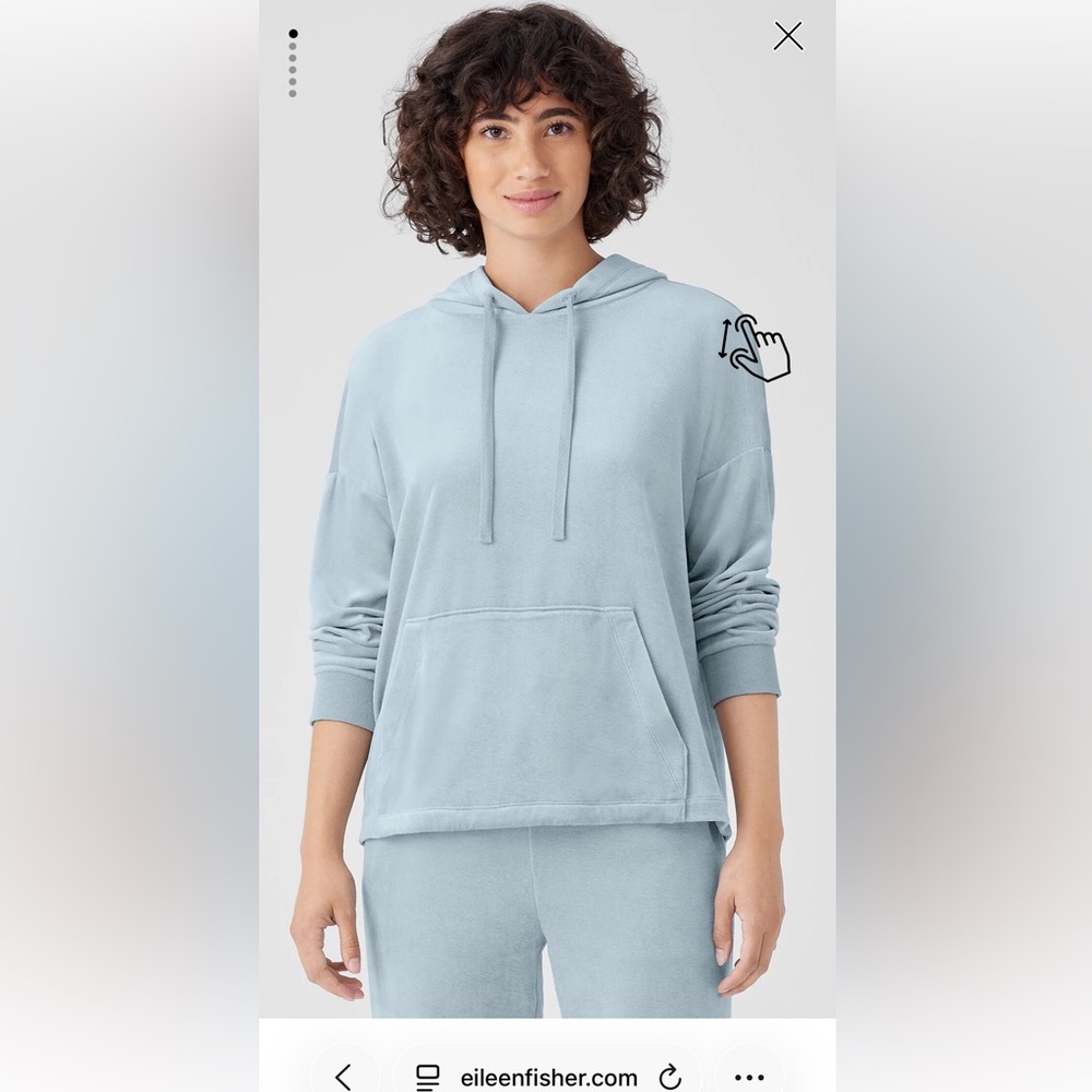 Eileen Fisher Cotton Velour Hooded Sweatshirt